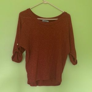 Burnt orange tinsel sweater